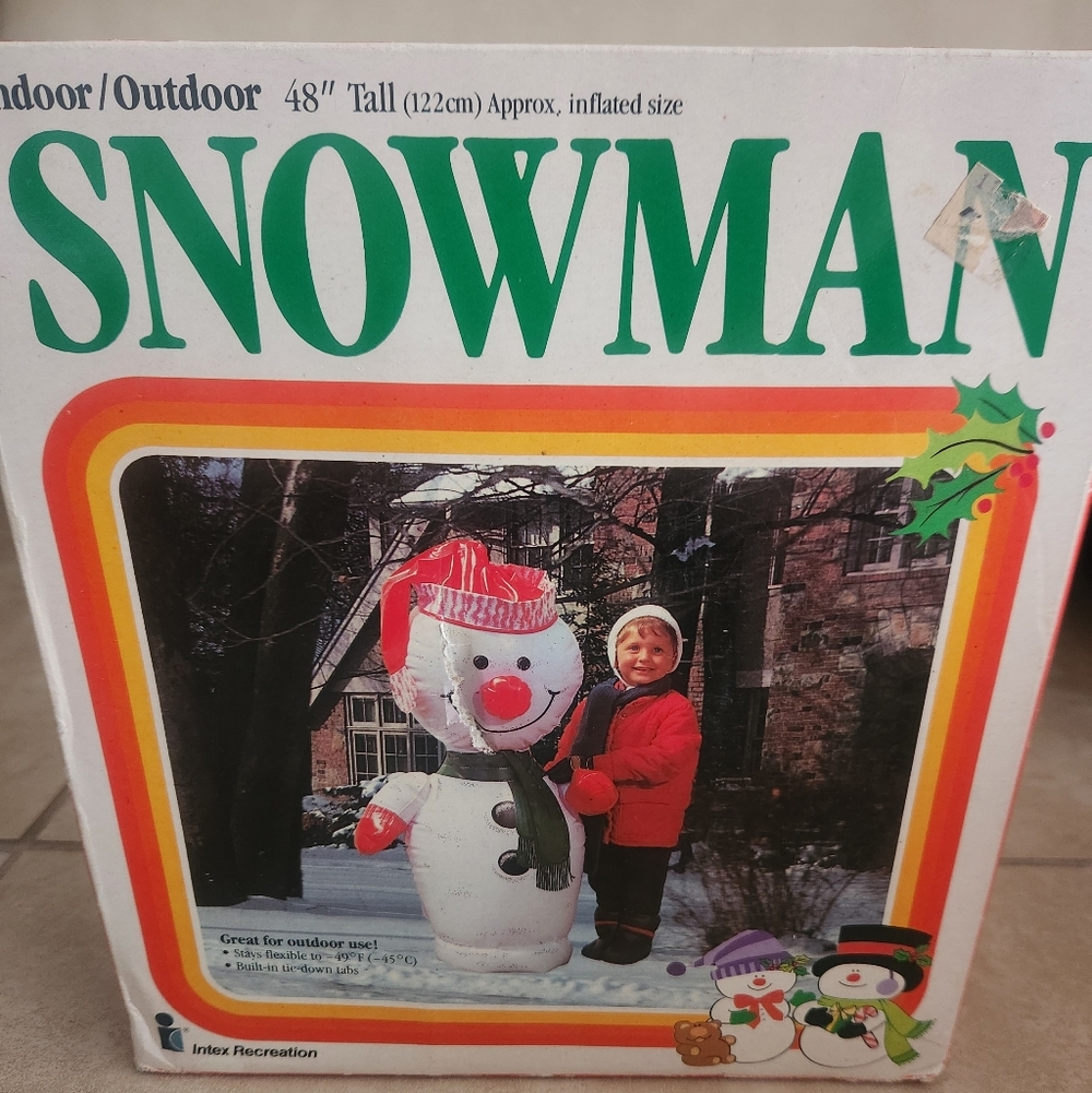 Intex Inflatable Snowman 48 Inch Tall Vintage Indoor/Outdoor 1987